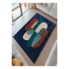 Lacivert Renkli Geometrik Desen Tasarım Modern Halı Dekoratif Kilim