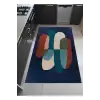 Lacivert Renkli Geometrik Desen Tasarım Modern Halı Dekoratif Kilim
