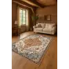 Vintage Desen Turuncu Mavi Renk Modern Halı Dekoratif Kilim