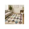 Renkli Geometrik Desenler Tasarım Modern Halı Dekoratif Kilim