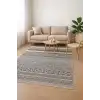 Gri Renk Etnik Desen Modern Halı Dekoratif Kilim