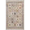 Ekru Zeminli Renkli Etnik Desen Kilim, Bambu Yüzey | BLG Home