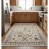 Ekru Zeminli Renkli Etnik Desen Kilim, Bambu Yüzey | BLG Home