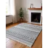 Gri Renk Etnik Desen Modern Halı Dekoratif Kilim