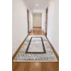 Gri Baklava Desen Çerçeveli Bambu Halı, Yıkanabilir Salon Halısı