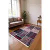 Pudra Çok Renkli Patchwork Desenli Modern Salon Halısı BLG3822