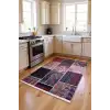 Pudra Çok Renkli Patchwork Desenli Modern Salon Halısı BLG3822