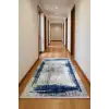 Blghome Gri Zemin Mavi Çizgisel Modern Halı Dekoratif Kilim