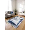 Blghome Gri Zemin Mavi Çizgisel Modern Halı Dekoratif Kilim