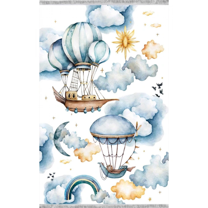Blghome Bulut ve Uçan Balon Çocuk Odası Halısı