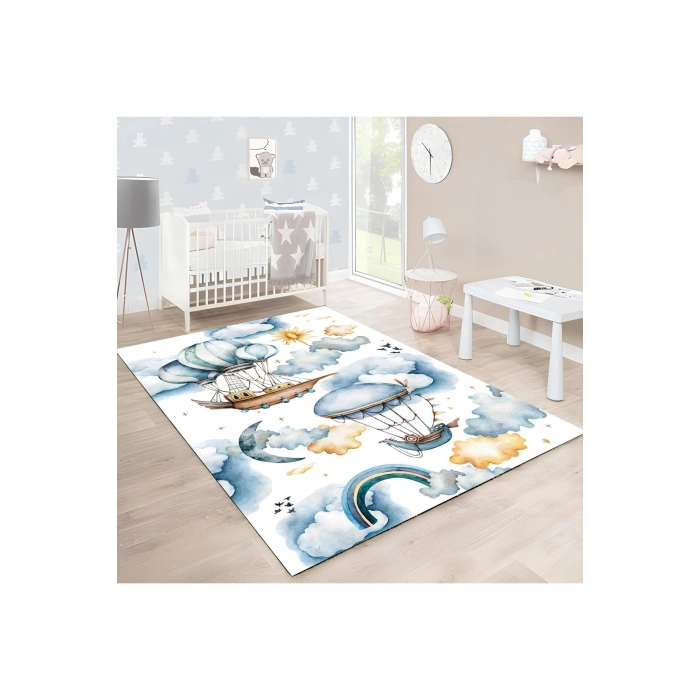 Blghome Bulut ve Uçan Balon Çocuk Odası Halısı