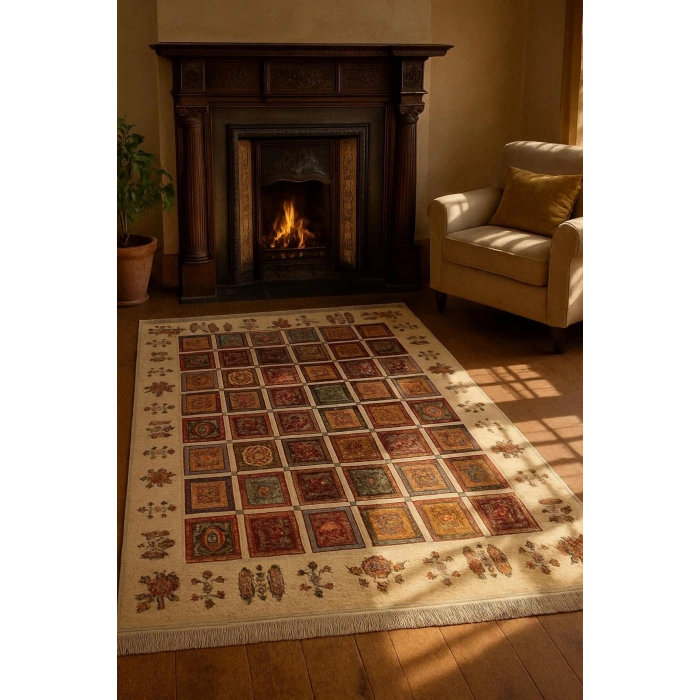 Blghome Etnik Desen Renkli Modern Halı Dekoratif Kilim