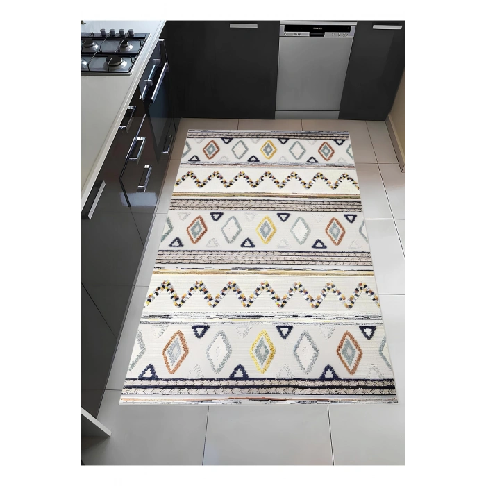 İskandinav Motifli Renkli Baklava Desen Tasarım Modern Halı Dekoratif Kilim