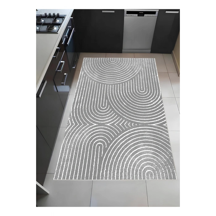 Gri Zemin Bohem Tarz Modern Halı Dekoratif Kilim