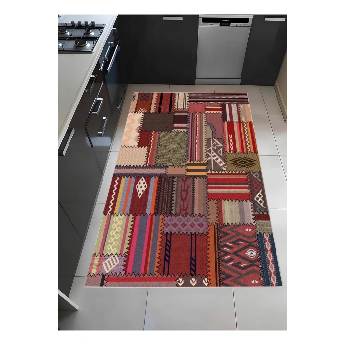 Patcwork Desen Renkli Modern Halı Dekoratif Kilim
