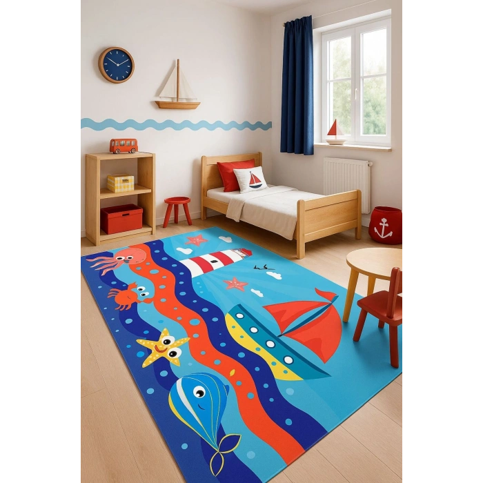 Deniz ve Sandal Çocuk Odası Halısı
