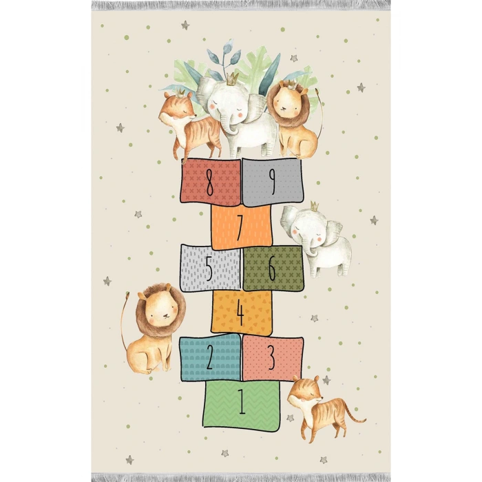 Sevimli Dostlar Seksek Çocuk Odası Halısı