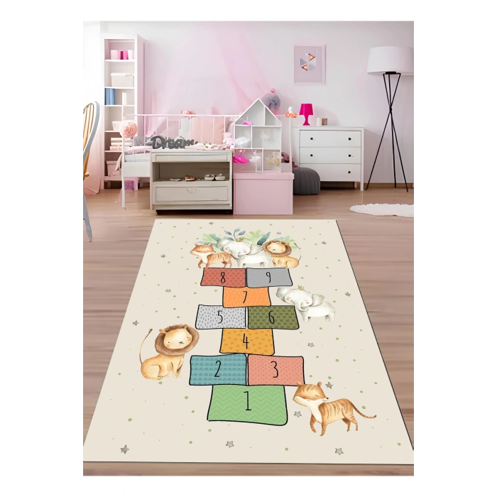 Sevimli Dostlar Seksek Çocuk Odası Halısı