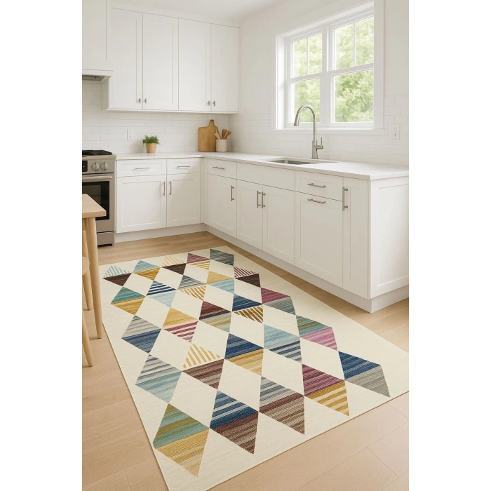 Renkli Geometrik Desenler Tasarım Modern Halı Dekoratif Kilim