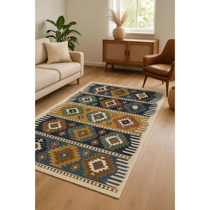 Etnik Desenli Modern Halı Dekoratif Kilim