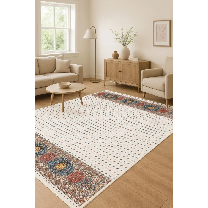 Motifli Çerçeve Detaylı Dekoratif Halı Kilim