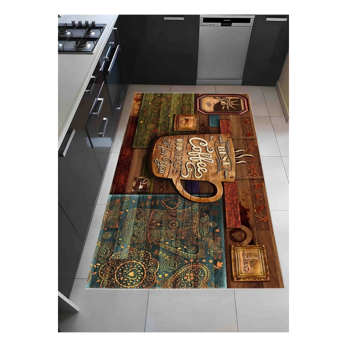 Coffee Time Dekoratif Mutfak Halısı