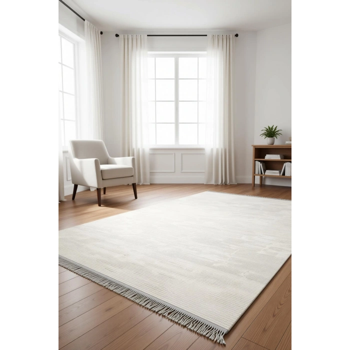 Modern Halı Dekoratif Kilim Krem Renk