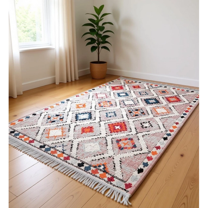 Renkli Baklava Desen Modern Halı Dekoratif Kilim