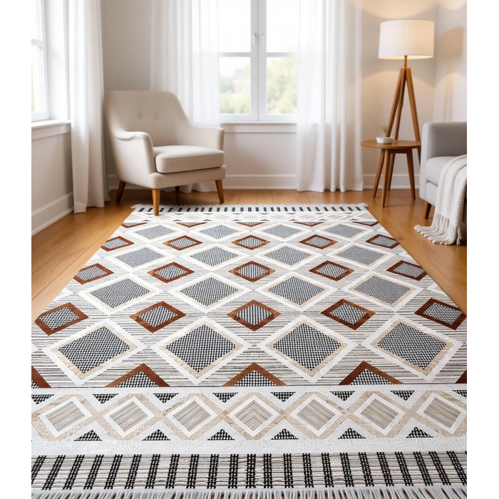 Kazayağı Detay Baklava Desen Dekoratif Kilim Modern Halı