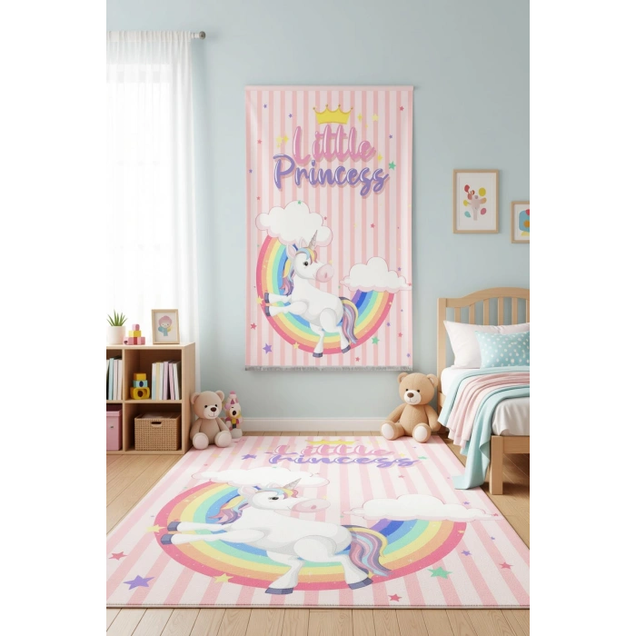 Gökkuşağı Unicorn Çocuk Odası Halısı