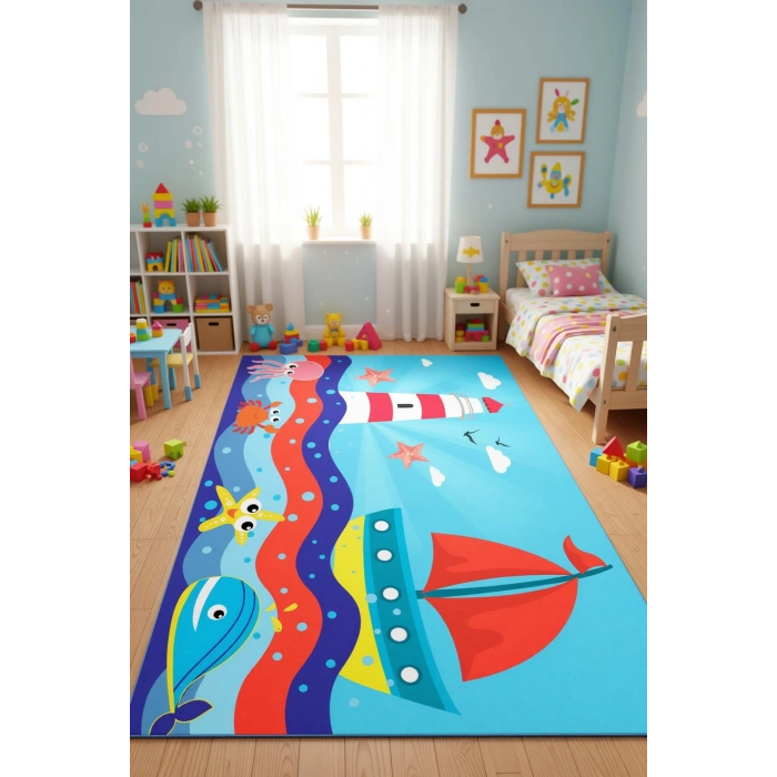 Deniz ve Sandal Çocuk Odası Halısı
