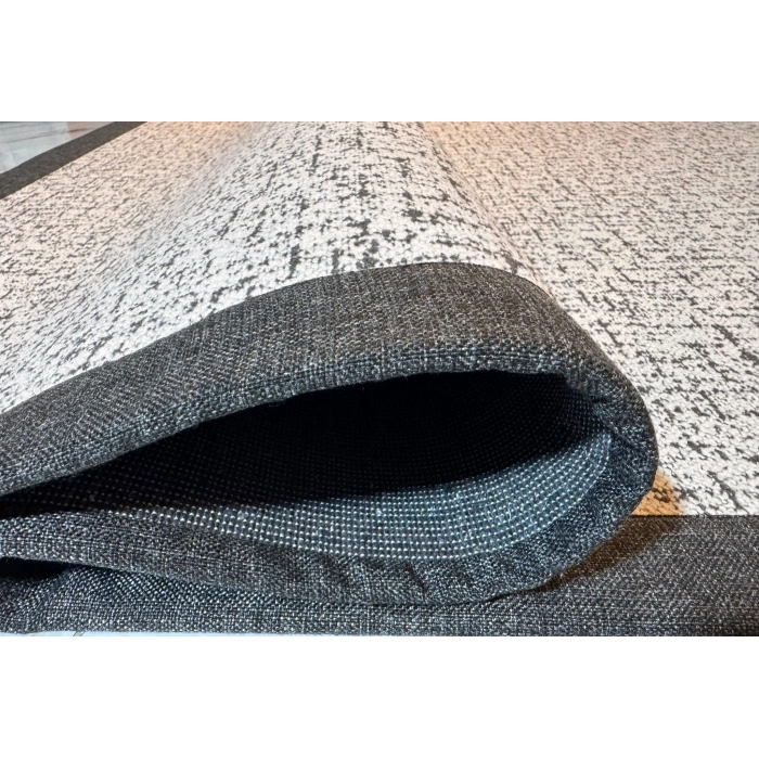 BLG Home Lüks Kumaş Bordürlü Tasarım Leke Tutmaz Silinebilir Sisal Halı 6001 Kemik-Antrasit