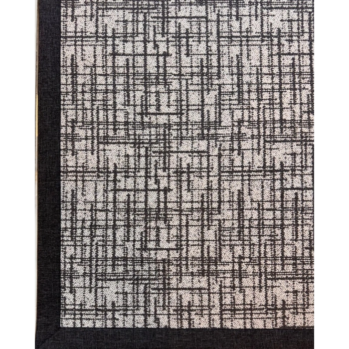 BLG Home Lüks Kumaş Bordürlü Tasarım Leke Tutmaz Silinebilir Sisal Halı 6005 Gri-Antrasit