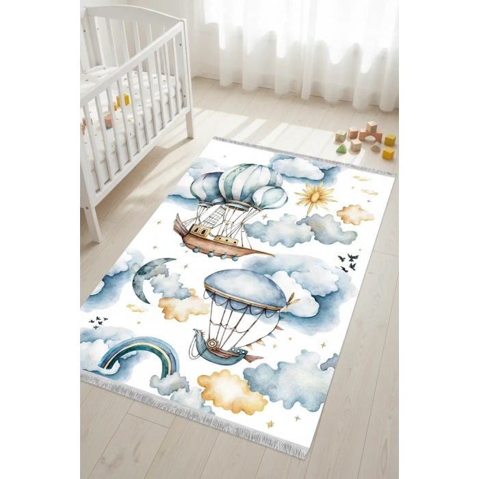 Blghome Bulut ve Uçan Balon Çocuk Odası Halısı