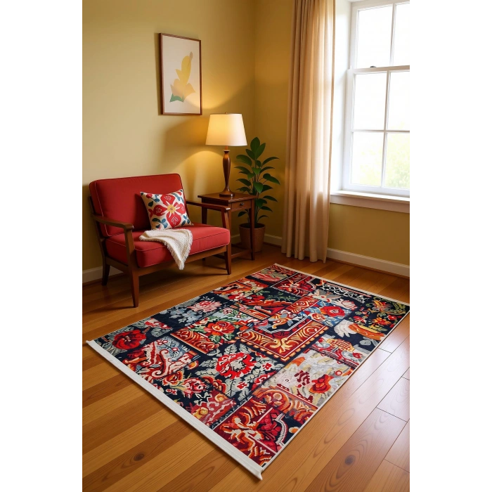 Blghome Dokuma Tabanlı Dijital Baskı Halı BLG3817