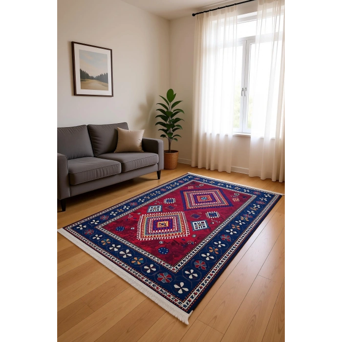 Blghome Dokuma Tabanlı Dijital Baskı Halı BLG3827