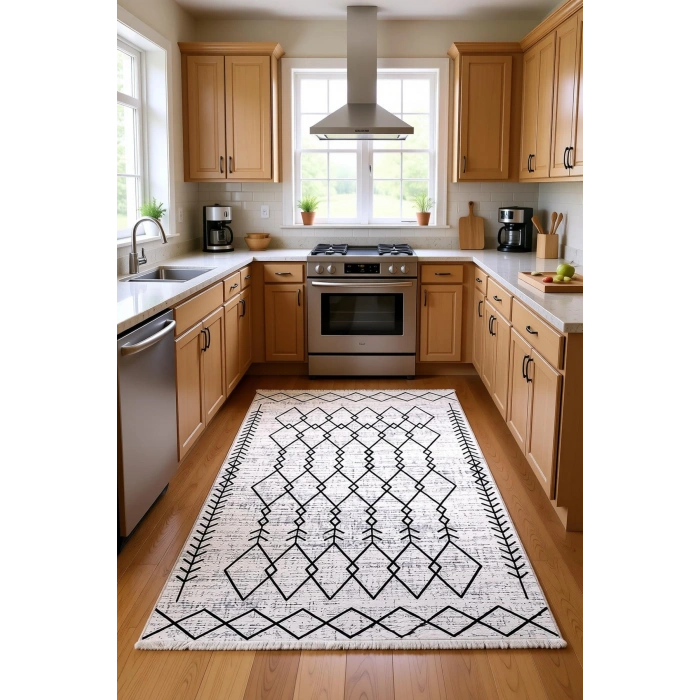 Blghome Digital Baskılı Kaymaz Dokuma Tabanlı Bambu Halı