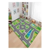 Yeşil Renk Şeritli Yol Çocuk Odası Oyun Halısı