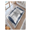 Gri Zemin Mavi Çerçeve Modern Halı Dekoratif Kilim