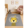 Gri Aslan Figürlü Çocuk Odası Halısı