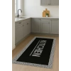 Siyah Renk Kitchen Mutfak Halısı Dekoratif Kilim
