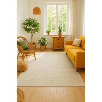 Modern Halı Dekoratif Kilim Krem Renk