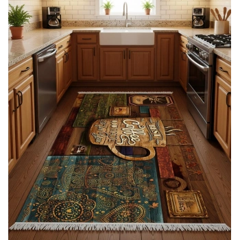 Coffee Time Dekoratif Mutfak Halısı