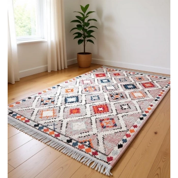 Renkli Baklava Desen Modern Halı Dekoratif Kilim