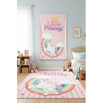 Gökkuşağı Unicorn Çocuk Odası Halısı