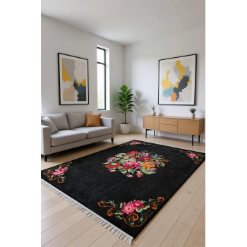 Çiçek Motifli Modern Halı Dekoratif Kilim
