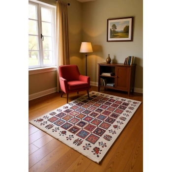 Blghome Etnik Desen Renkli Modern Halı Dekoratif Kilim