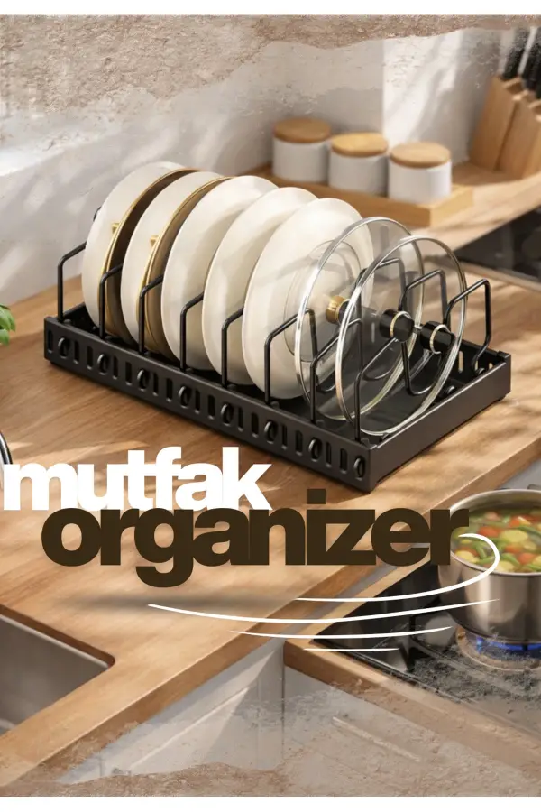 Çok Amaçlı Sürgülü Metal Raylı Tabaklık Düzenleyici | Dolap İçi ve Tezgah Üstü Mutfak Organizeri