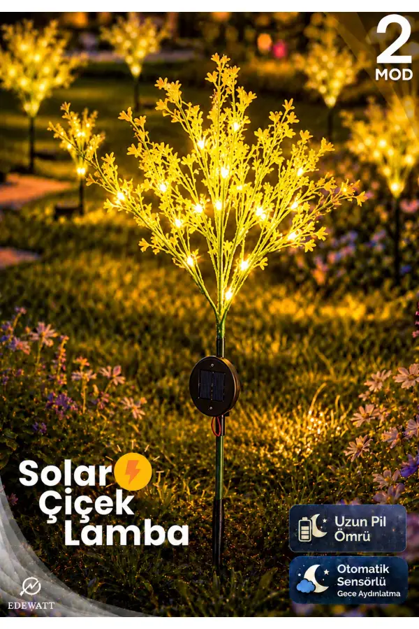 Dekoratif Çiçek Görünümlü SOLAR LED Lamba Güneş Enerjilli Su Geçirmez Bahçe Aydınlatma