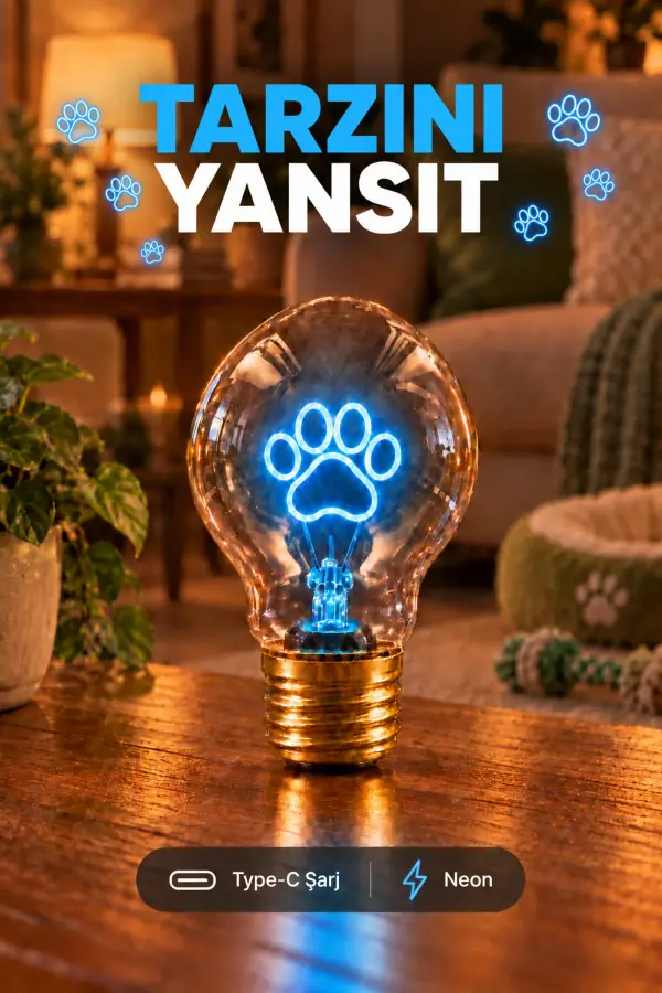 Pati Şeklinde Neon Dekoratif Masa Lambası Ampul Şeklinde Yeni Nesil Aydınlatma Sevimli Pati